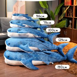 150CM Giant Size Shark Plush Toys Sea Fish Cloth Doll Whale Stuffed Animals Long Pillow Children Birthday Gift Boy Girlfriend