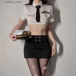 Sexy Skirt y Airline Stewardess Office Secretary Cosplay Comes Lingerie Uniform Open Chest Top with Mini Skirt Hot Temptation L410