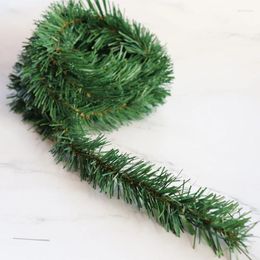 Decorative Flowers 5m Christmas Green Grass Wreath Pine Needle Ribbon Decoration Home Stairs Dining Table