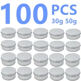 Storage Bottles 100PCS Wholesale 30g 50g Aluminum Candle Spice Jar Metal Container Lip Empty Jars Cream Pot Box Makeup Bottle