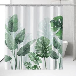 Shower Curtains 1pc Waterproof 180x180cm Bathroom Decor Curtain Plant Leaf With Hooks Vines Flowers Household Necessities