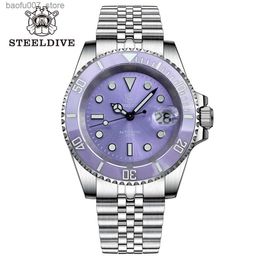 Wristwatches SD1953 New Arrival 2024 Purple Dial Turquoise Dial AR Coating Sapphire Glass 41mm Case 300M Waterproof Ceramic Bezel Dive