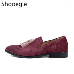 Casual Shoes Fashion Pointed Toe Suede Men Tassel Loafers Slip On Smoking Flats Men's Dress