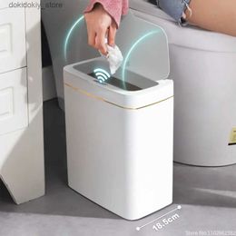 Waste Bins 15/18L Smart Sensor Trash Can arbae Bucket Waterproof Narrow Seam Automatic Trash Bin Wastebasket for Kitchen Toilet Bedroom L49