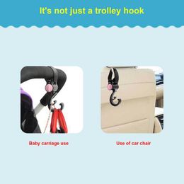 2pcs Baby Hanger Baby Bag Stroller Hooks Pram Rotate 360 Degree Baby Car Seat Accessories Stroller Organiser Double Hook Hooks