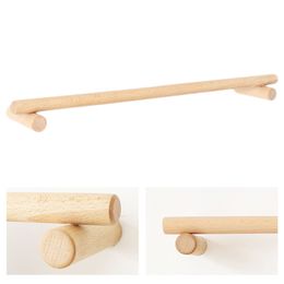 No Punch Towel Hanger Wall Mount Paper Holders Japanese-style Bar Bamboo Wooden Rack Single Individual Mounted Hooks