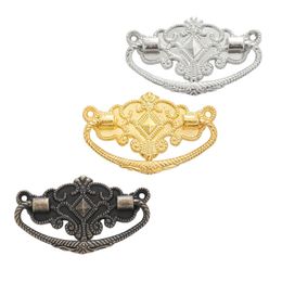 1pc Antique Decorative Pulls Drawer Wooden Jewelry Box Furniture Hardware Antique Brass Pulls Zinc Alloy Small Pulls 72x45mm