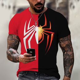 Men's 3D Spider Print T-shirt, Men's Spider Sketch T-shirt, Round Neck Short Sleeve T-shirt, New Summer 2023