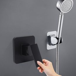 Wall Mount Shower Tap Control Valve Single Handle Brass Hot & Cold Mixer Faucet Matte Black/Silver