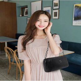 Shoulder Bags Women Cowhide Handbag Vintage Lychee Pattern Soft Leather Female Crossbody Chain Pure Colour Ladies Top-Handle