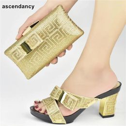 Dress Shoes Gold And Bag Sets For Women Nigerian Set African Decorated With Rhinestone