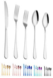 5 pcsset flatware sets 6 colors dinner set flatware fork knife spoon teaspoon sets elegant cutlery kitchen accessories7912637