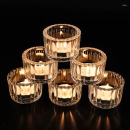 Candle Holders Vertical Grain Crystal Glass Holder Romantic Couple Birthday Candlelight Dinner Party Atmosphere Small Tea