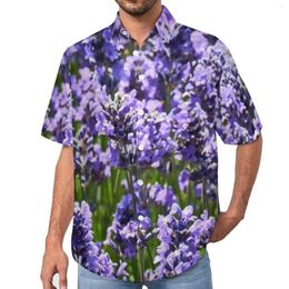 Men's Casual Shirts Lovely Lavender Shirt England Nature Purple Flowers Beach Loose Hawaiian Fashion Blouses Short Sleeve Oversize Tops