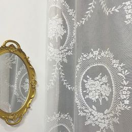 Lace White Translucent Curtain for Living Room Sheer Bedroom Tulle Drapes Modern Pastoral Lace Bay Window Curtains Home Decor