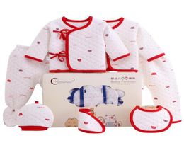 Newborn Cotton GiftSets 21 Design New Baby Thick Thermal Underwear Kids Clothes Girls Infant 7 Pieces Suits With Gifts Box 0602273719396