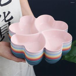 Plates Snack Plate Easy End-to-end Access Feel Comfortable Wheat Straw Flower-shaped Kitchen Bar Utensils Grid Fruit