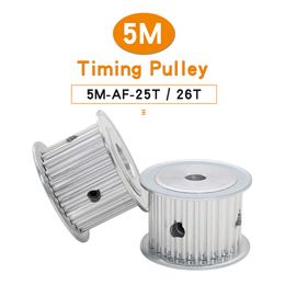 Pulley Wheel 5M-25T/26T Bore Size 8/10/12/14/15/16/17/19/20 mm Aluminium Belt Pulley AF Shape Match With Width 25mm Timing Belt