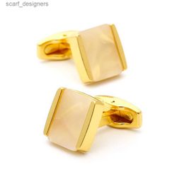 Cuff Links Men Cufflinks TOMYE XK22S065 Light Luxury Shell Golden Silver Color Square Formal Dress Shirt Cuff Links Button Wedding Gifts Y240411