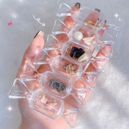 10Pcs Creative Transparent Candy Shape Mini Plastic Box Rings Earrings Jewelry Box Jewellery Storage Boxes Organizer Box Gift