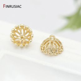 14K Gold Plated Brass Flower Cap Pinch Pendant Bail For Jewellery Making Supplies DIY Jewellery Accessories