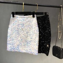 Sexy Skirt 2022 south Korean version is sequins thin tall waist y small bright shiny dress skirt skirt women L410