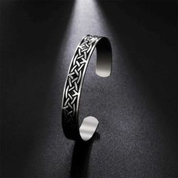 Bangle EUEAVAN Witch Knot Cuff Bracelet Stainless Steel Vintage Irish Celtics Knot Bangles for Women Men Love Protection Amulet Jewellery 240411