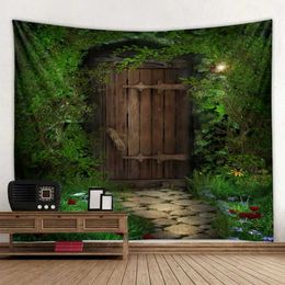 Blanket Tapestries Trippy Wall Forest Tapestry Psychedelic Mushroom Castle Tapestry Tapis Mural Wall Cloth Bohemian Hippie Home Decor R0411