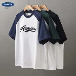 Men's T Shirts EN American Raglan Sleeves Short Sleeve Men S Summer Embroidery Shirt Spliced Pure Cotton Bottom