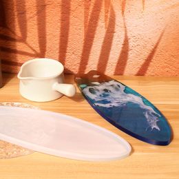 Surf Board Style Coaster Silicone Mould Home Office Bar Placemat Cyrstal Epoxy Resin Mould Long Oval Type Coaster DIY Mould