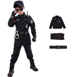 110-160cm Boys Halloween Children Policeman Cosplay Costumes Kids Boy Police Uniform Carnival Party Army Policemen Clothing Sets