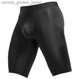 Underpants Mens underwear boxing shorts mens semi transparent ice silk underwear mens breathable pockets long leg underwear Cueca large-sized C240411