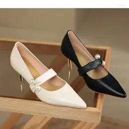 Dress Shoes Luxury White French High Heels Women 2024 Spring Fairy Style Wedding Shoe Niche High-end Pearl Single Formal