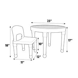 Humble Crew Kids 2-in-1 Plastic Activity Table and 2 Chairs Set, Round, White, Blue & Pink children desk and chair set