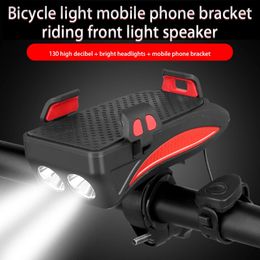 New 5IN1 Led Bicycle Light Front USB Rechargeable Solar Horn Phone Holder bicycle Lamp 4000mAh Flashlight for Bike Light Lantern