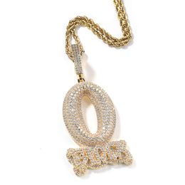 Top Quality Hip Hop Full Diamond O Block Cubic Zirconia Letter Pendant Necklace For Men Bling Cubic Zirconia Fashion Minimalist Gold Jewellery Iced Out Gemstone Collar