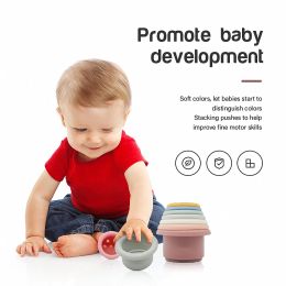 Baby Silicone Stacking Cups Montessori Building Block Bpa Free Hourglass Toys Early Educational Stack Tower Gifts For Boys Girls