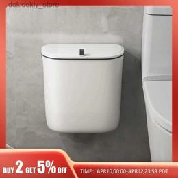 Waste Bins 1pcBathroom Trash Can Wall Mounted Hanin Trash Bin With Lid Waterproof Narrow Seam Rubbish Bin Toilet Waste arbae Bin 7/9L L49