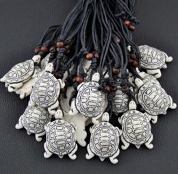 Jewellery whole 12pcsLOT men women039s yak bone carved lovely white Sea Turtles charms Pendants Necklaces Gifts MN3307692716