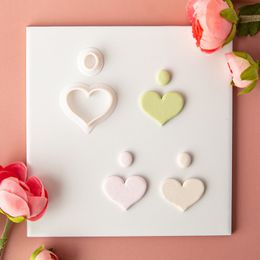 Love Heart Soft Pottery Earrings Clay Mould Geometric Heart-shaped Jewellery Pendant Shape Cutting DIY Hand-made Tools