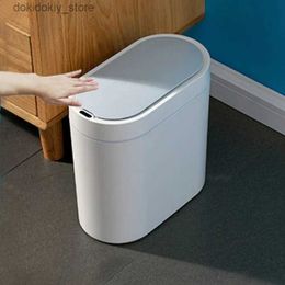 Waste Bins 7L Waterproof Wastebasket Automatic Sensor Trash Can for Bathroom Toilet Narrow Trash Bin Kitchen arbae Baskets Smart Home L49