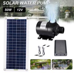 Microphones 50w 800l/h Brushless Solar Power Water Pump Set Ultraquiet Submersible Water Pump Motor Fish Pond Garden Fountain Decoration