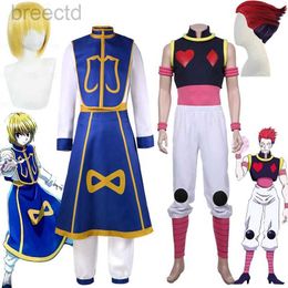 Anime Costumes Japanese Anime Cartoon HUNTERHUNTER Kurapika Hisoka Cosplay Costume Adult Unisex Top Vest Pants Skirt Wig Halloween Suit 240411