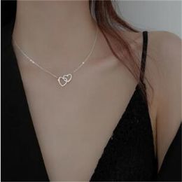 Double Heart Copenne Collana per le donne Coppia Coppia Gold Silver Color Chain Party Friends Regali di gioielli AB121