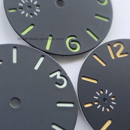 Watch Parts Watch Dial 36mm Double-deck Sandwich Black Dial Green Luminous for eta6497 6498 ST3600 Replacement Repair Tools