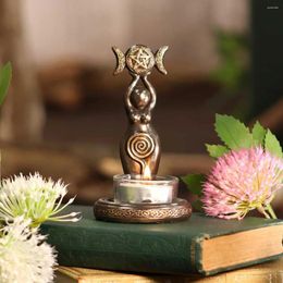 Candle Holders Triple Goddess Tea Light Deity Holder Resin Artefact Decoration Candelabro Mimbre Home Decor