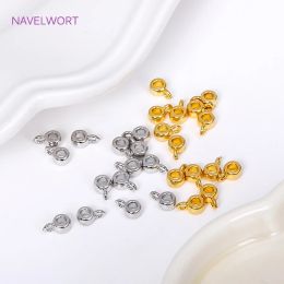 18K Gold Plated Round Pendant Bail With Ring Brass Spacer Bail Beads Connectors For DIY Necklace Jewellery Making Accessories