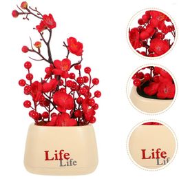 Decorative Flowers Home Decoration Artificial Tree Mini Bonsai Cherry Blossoms Accents Fortune Fruit Plastic Aestechtic Room