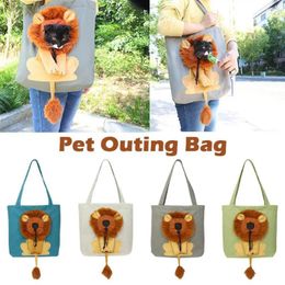 Cat Carriers Pet Handbag Can Be Exposed Head Lion Shape Shoulder Bag Canvas Carrier Cats Dogs Outdoor Convenient Items