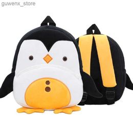 Backpacks Boys Girls Backpack Cute Animal Penguin Children Plush Backpack Kindergarten School Bag Y240411